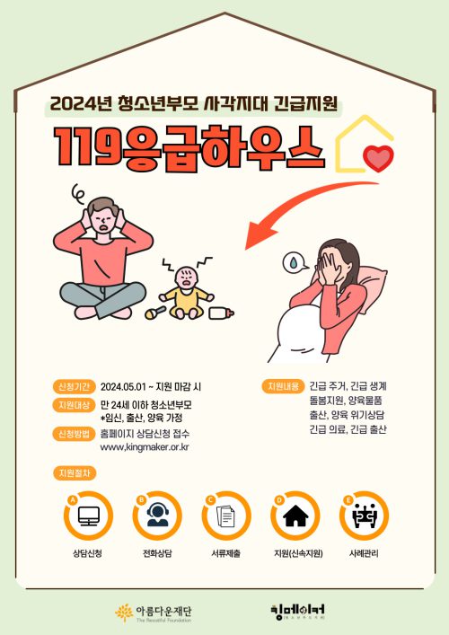 2024 청소년부모 주거 지원사업 '119응급하우스’ 포스터
