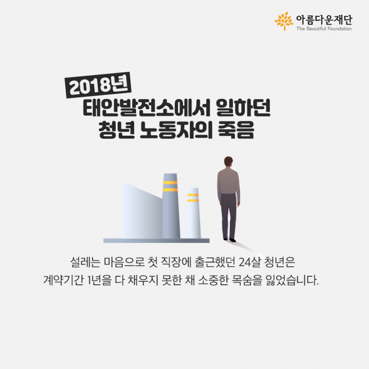 2018년 태안발전소에서 일하던 청년 노동자의 죽음